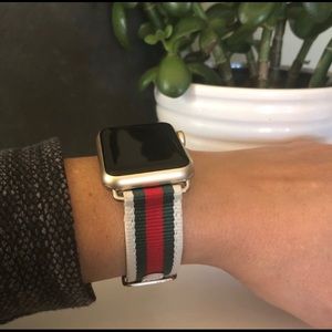 Apple Watch watchband - red, green, and white